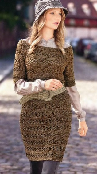 Crochet Chocolate Color Dress
