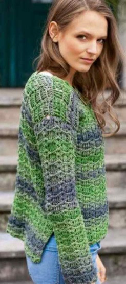 Crochet Wavy Stripes Pullover Crochet Wavy Stripes Pullover