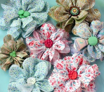 ​Fabric Flowered Brooch