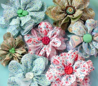 Fabric Flowered Brooch Fabric Flowered Brooch
