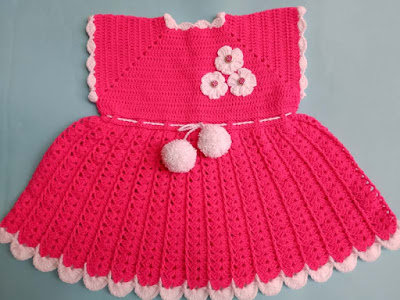 ​Crocheted Sleeveless Baby Dress With a Hat