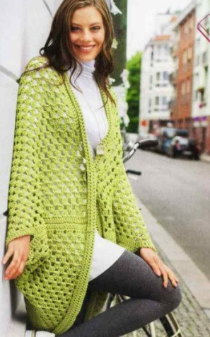 ​Light-Green Crochet Cardigan