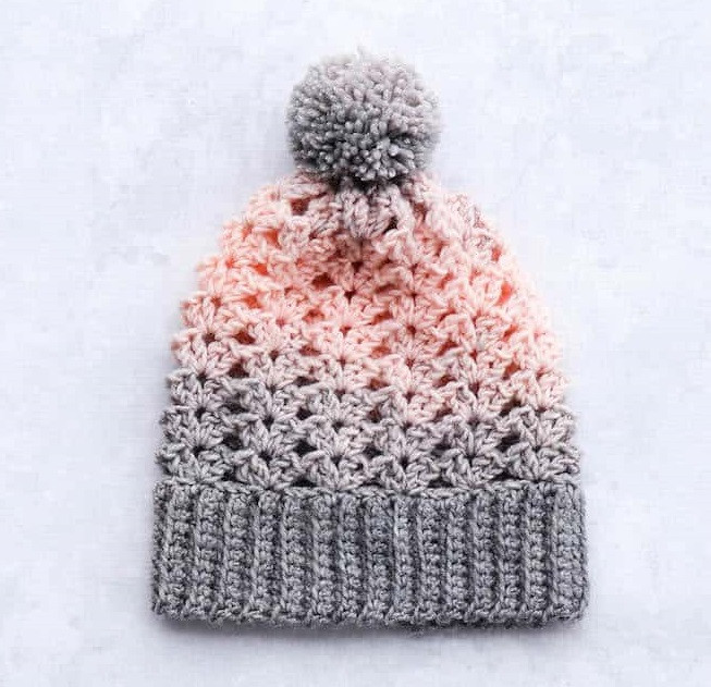 ​Crochet Beanie with Fur Pompom