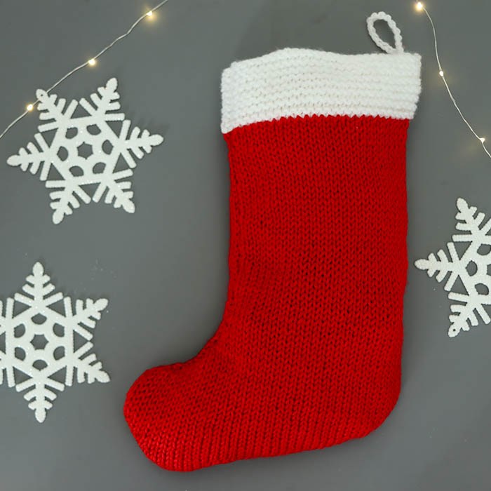Knitted Christmas Red Stocking Knitted Christmas Red Stocking