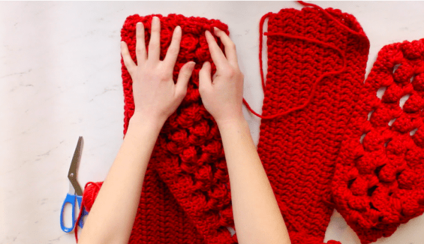 ​Crochet Red Cardigan with Crossed Back