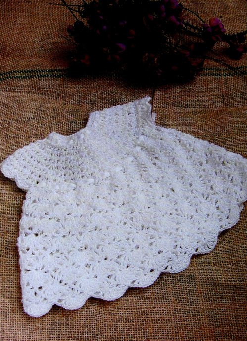 ​White Crochet Baby Girl Dress