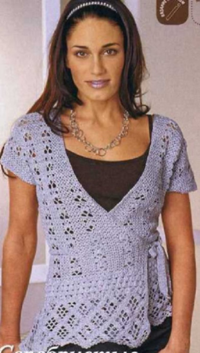 ​Crochet Pullover with Silver Rhombs