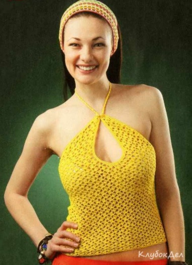 ​Crochet Yellow Top with “Drop” Neck-Hole