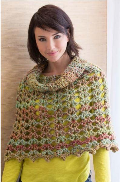 ​Chic Cowl Neck Crochet Poncho