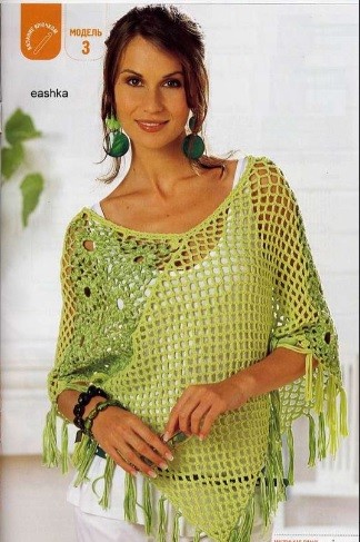 ​Crochet Green Shades Poncho