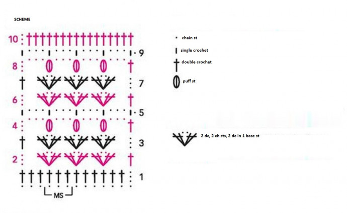 Complete Crochet and Knitting Instructions for a Stylish Dark-Pink Garment Complete Crochet and Knitting Instructions for a Stylish Dark-Pink Garment