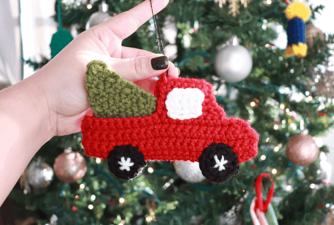 ​Crochet Red Truck Ornament