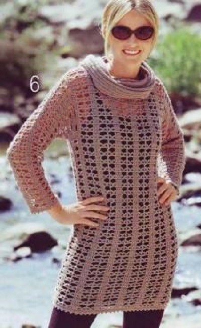 ​Beige Crochet Tunic with Fancy Collar