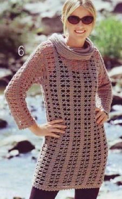 Beige Crochet Tunic with Fancy Collar Beige Crochet Tunic with Fancy Collar