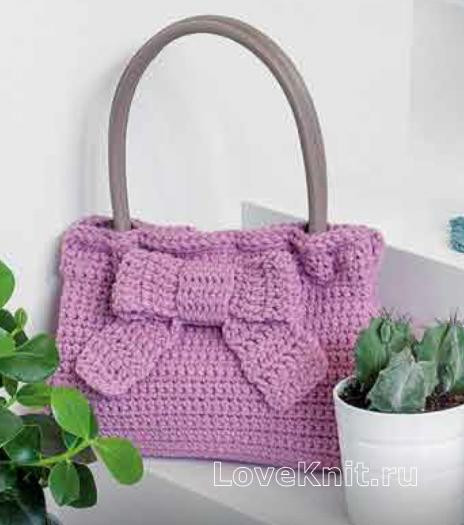​Crochet Lilac Bag with Bow
