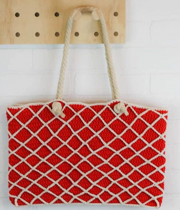 ​Crochet Tote Bag with Rope Handles