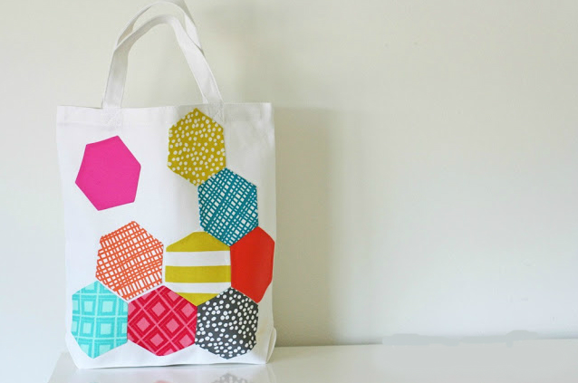 ​Shopper Bag with Hexagon Appliques
