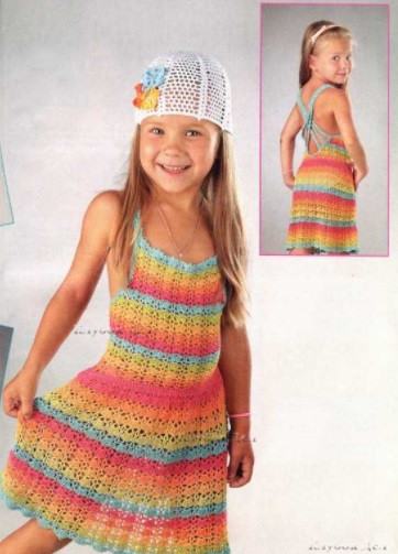 Bright Crochet Dress and Hat