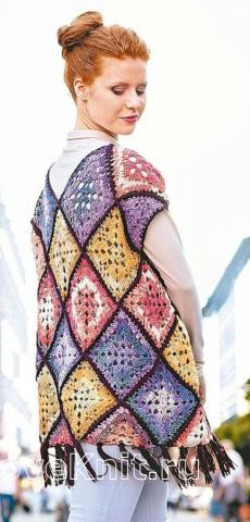 ​Crochet Multicolored Squares Vest