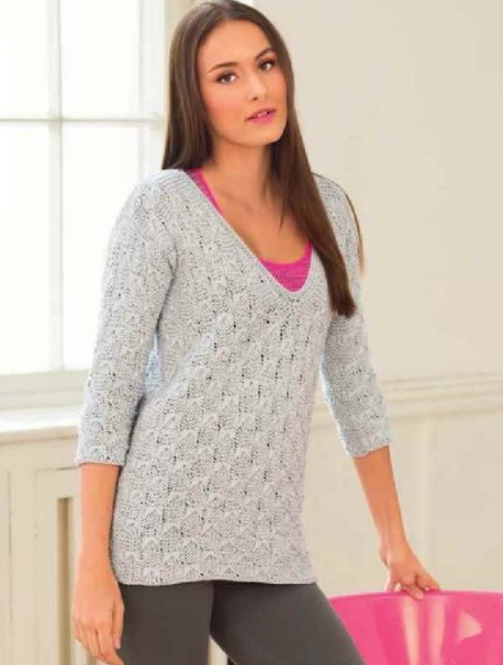 ​Grey Pullover with V-Shape Neck-Hole