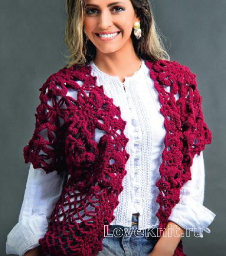 Detailed Crochet Instructions for a Beautiful Flower Vest Using Burgundy Absoluto Yarn Detailed Crochet Instructions for a Beautiful Flower Vest Using Burgundy Absoluto Yarn