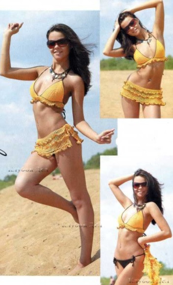 ​Crochet Yellow Swimsuit and Mini Beach Shawl