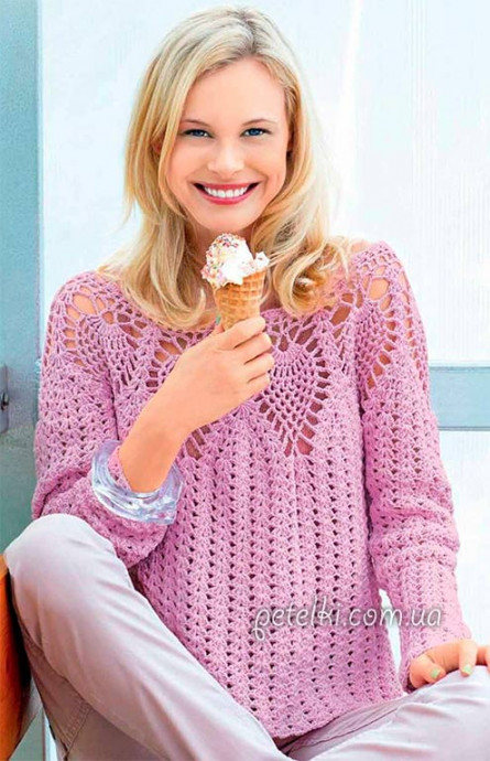 Pink Crochet Pullover