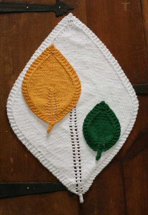 Helping our users. Knit Leaf Coaster/Oven cloth/Dish cloth.