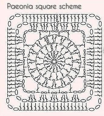 Paeonia Square Crochet Blanket and Cushion Paeonia Square Crochet Blanket and Cushion