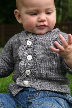 Helping our users. ​Baby Knit Cardigan with Leaf Placket.