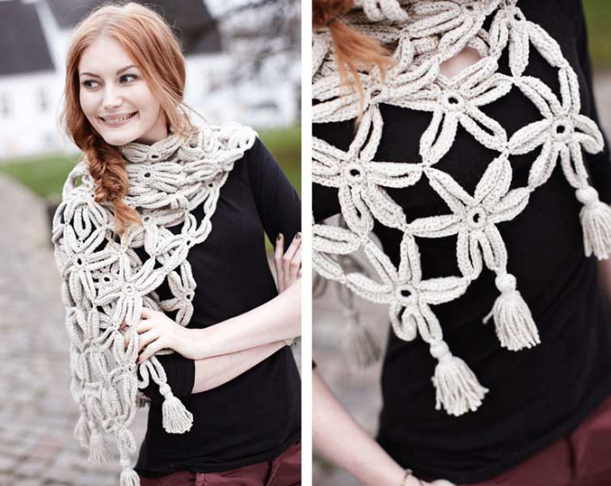 Complete Guide to Crochet a Beautiful Beige Shawl with Motif Patterns Complete Guide to Crochet a Beautiful Beige Shawl with Motif Patterns