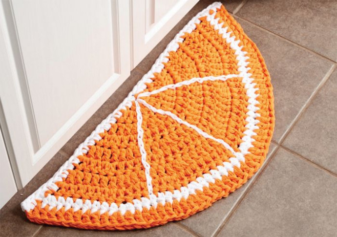 Crochet Orange Slice Door Mat