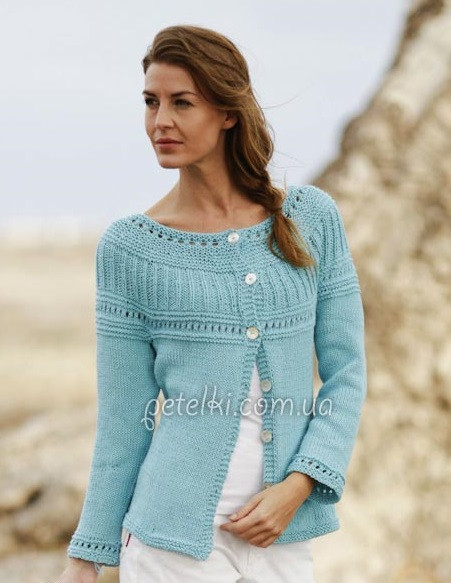 Light-Turquoise Knit Cardigan