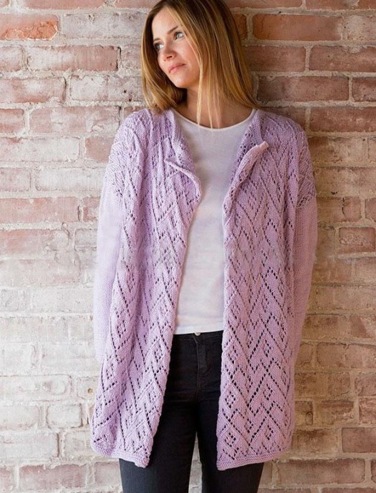 Relief Knit Jacket with Short Sleeves Relief Knit Jacket with Short Sleeves