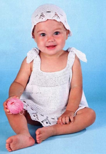 ​White Dress and Hat for Baby Girl