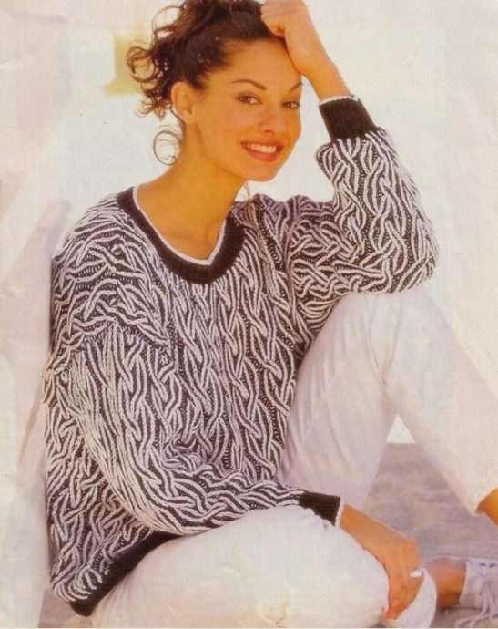 Complete Knitting Instructions for Stylish Black and White Sweater Design Complete Knitting Instructions for Stylish Black and White Sweater Design