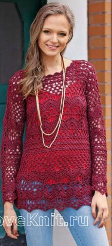 ​Crochet Burgundy Pullover