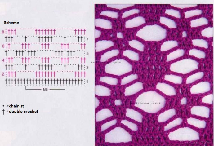 Crochet Pullover with Relief Rhombs Crochet Pullover with Relief Rhombs