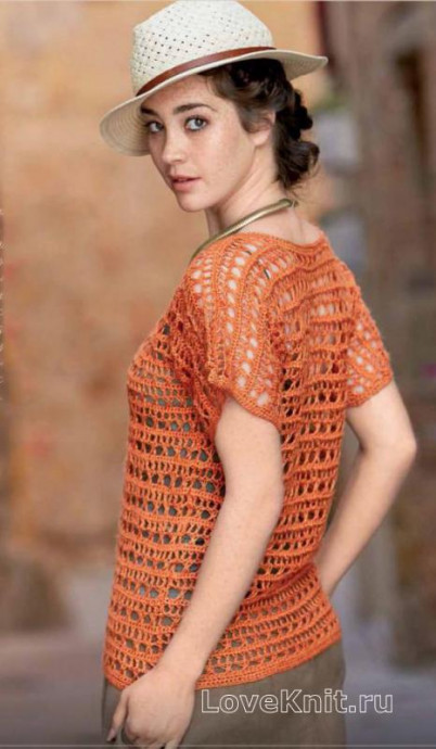 ​Crochet Orange Blouse