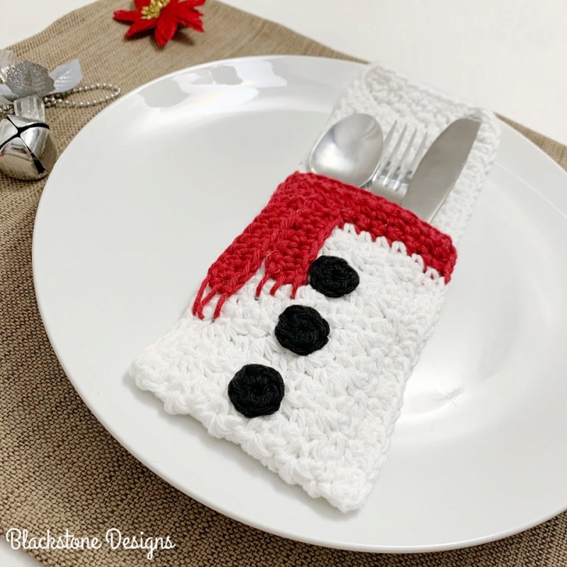 ​Snowman Belly Flatware Holder (Crochet)