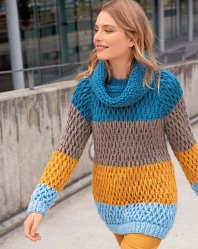 Complete Knitting Instructions for a Stylish Multi-Color Yarn Sweater Complete Knitting Instructions for a Stylish Multi-Color Yarn Sweater