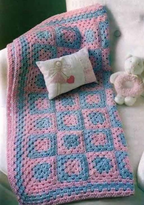 ​Blue-and-Pink Baby Blanket