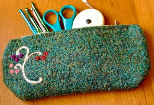 ​Felted Crochet Pencil Case