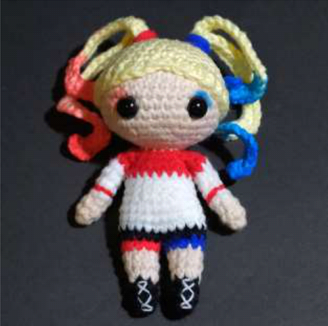 Helping Ann. Harley Quinn Amigurumi Doll.