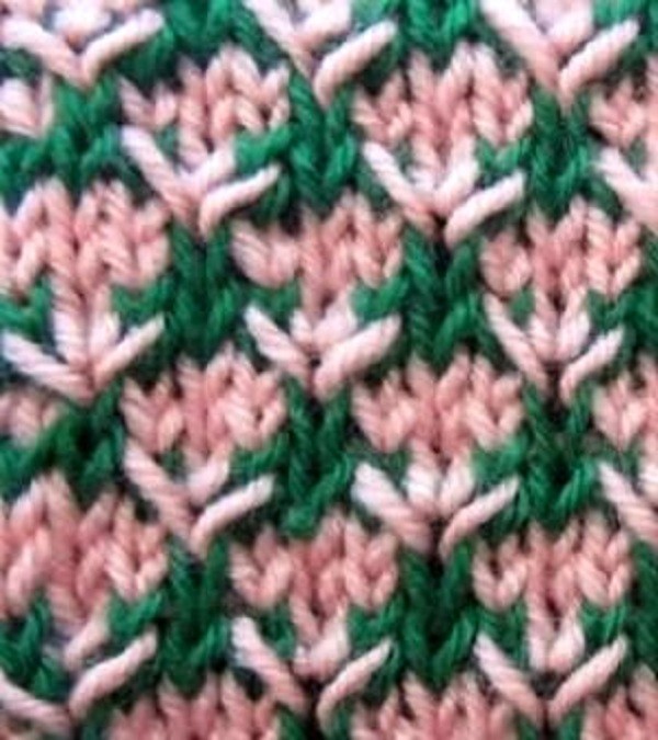 Two-Colored Knit Rhombs Stitch Two-Colored Knit Rhombs Stitch
