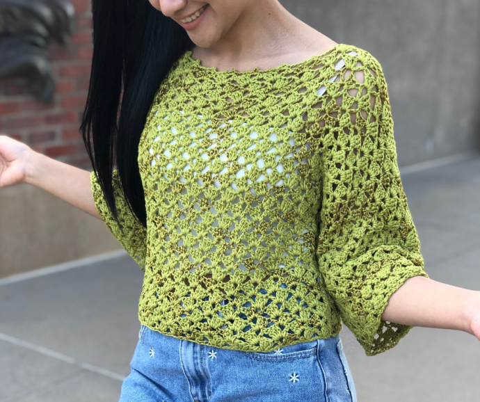 ​Crochet Green Grass Pullover