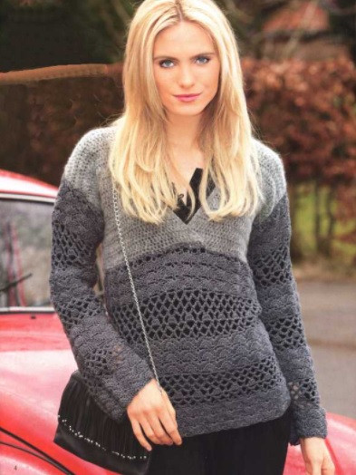 ​Melange Grey Crochet Pullover