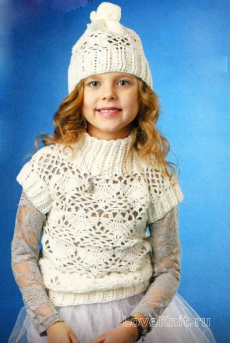​White Crochet Vest and Hat