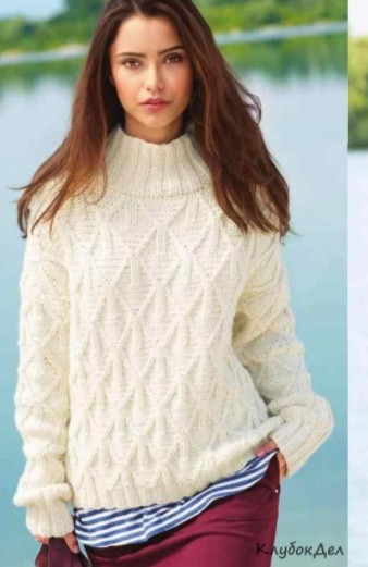 Complete Knitting Instructions for a Stylish Pullover with Rhombs Pattern
