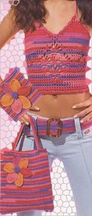 ​Crochet Set of Top, Bag and Belt